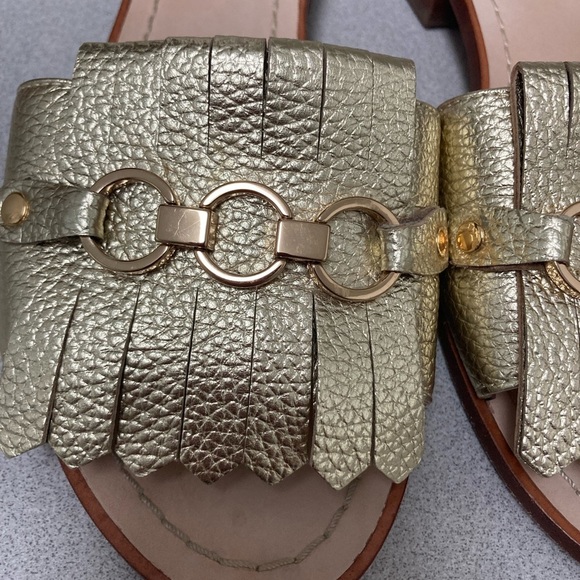 Kate Spade Metallic Brie Gold Leather Slide Sandals Size 7.5 - Picture 8 of 10